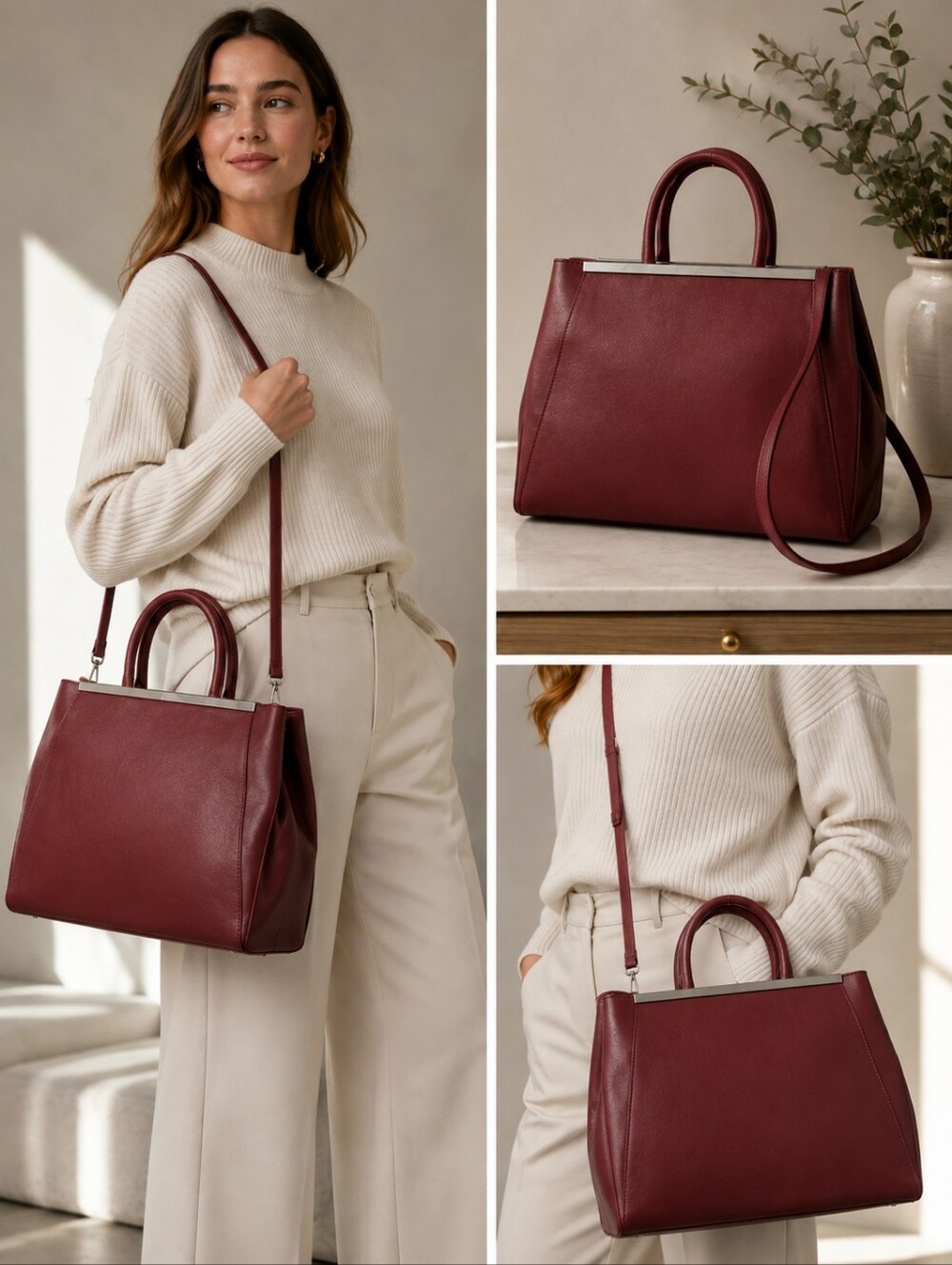 Danier burgundy Saffiano Leather bag